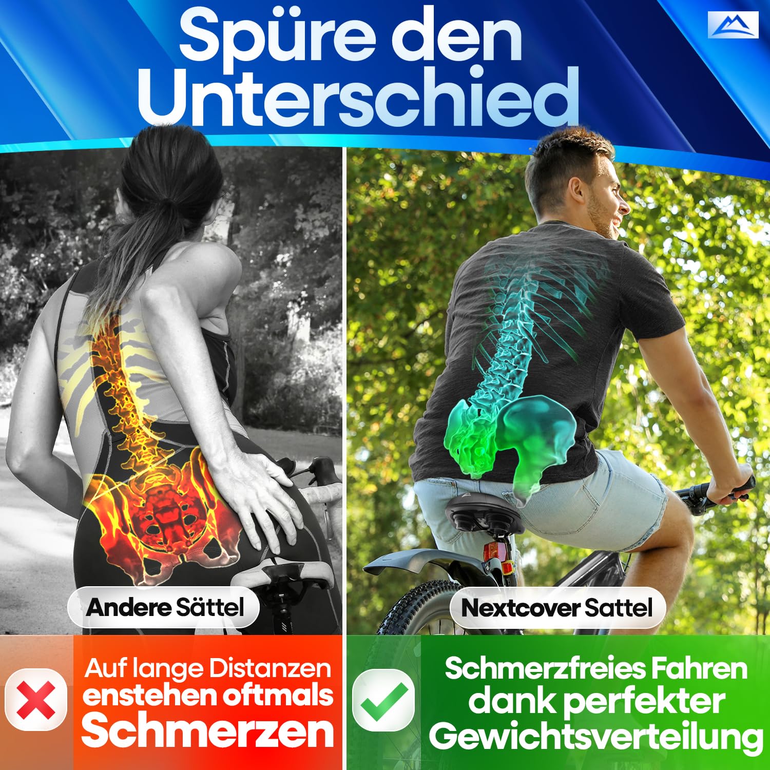 NEXTCOVER® Fahrradsattel - Das Original - mit Memory-Foam 3.0 I maximaler Fahrkomfort I ergonomischer Fahrrad Sattel für Damen & Herren I Fahrradsattel Herren bequem, Sattel Damen bequem weich - 5