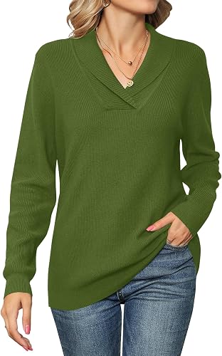 Ivicoer Sweaters for Women V-Neck Long Sleeve Pullover Dressy Casual Ladies Knit