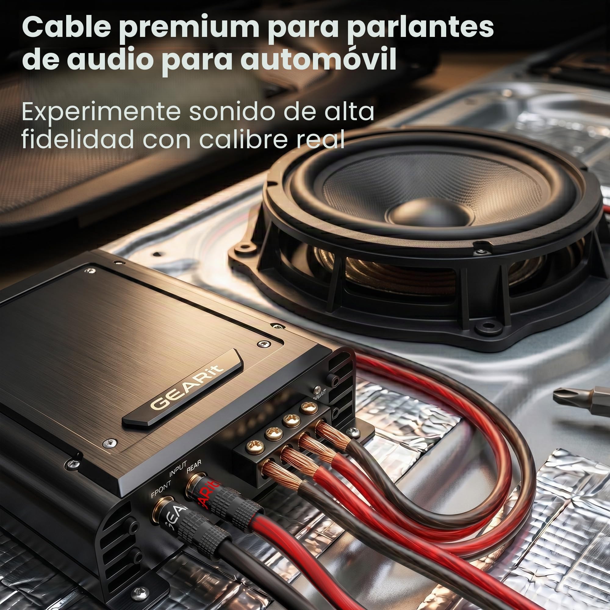 GearIT Cable de altavoz Pro Series de calibre 14 (2 x 2,5 mm²) (30,4 metros, color negro y rojo) CCA Hifi Audio Cable para altavoces de audio para coche y sistemas de sonido envolvente de cine en casa