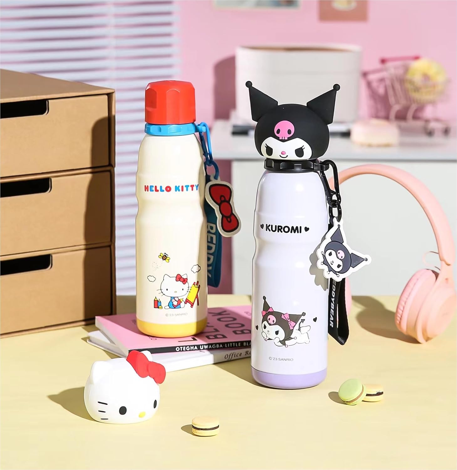 Kuromi Stainless Steel Insulated Water Bottle with Buckle and Strap - 600ml - Image 9