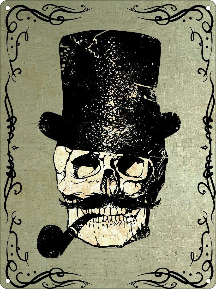 HOUVSSEN Tin Sign Fancy Skull 12 X 16 Inch Tin Sign Plaque for Bar Cafe Restaurant Shop Garage Club Cave Home Living Indoor Outdoor Wall Decor Fun Vintage Metal Tin Sign.