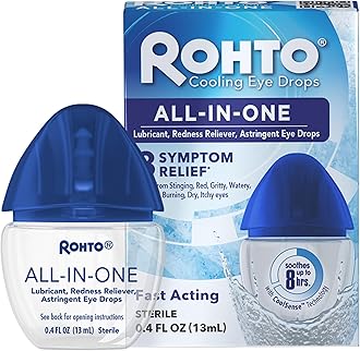 Rohto All-in-One Multi-Symptom Eye Drops, CoolSense™ Technology Relieves Irritation from Red, Dry, Itchy, Burning, Gritty, and Watery Eyes, 0.4 fl oz, 3 Count