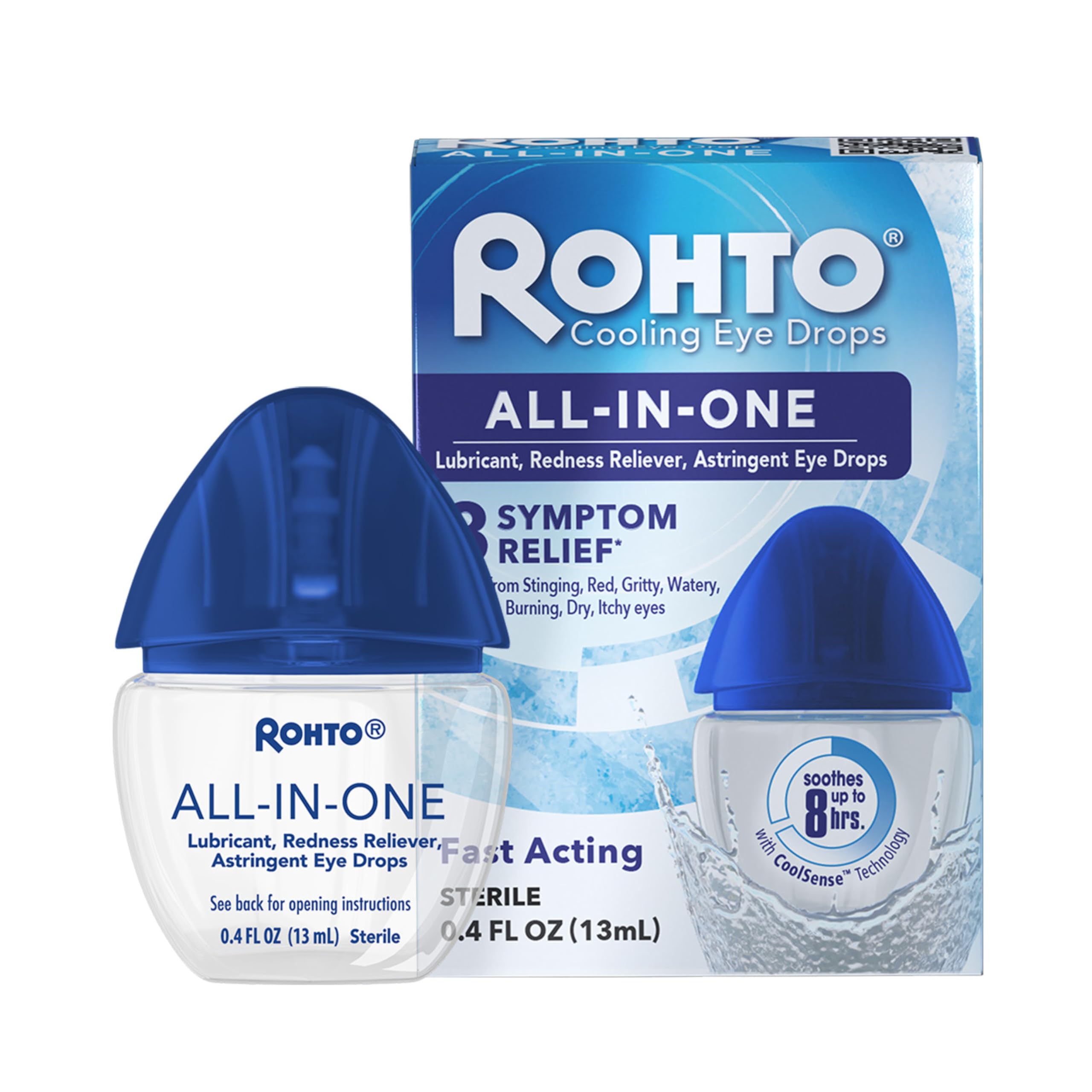 All-in-One Multi-Symptom Eye Drops, CoolSense™ Technology Relieves Irritation from Red, Dry, Itchy, Burning, Gritty, and Watery Eyes, 0.4 fl oz, 3 Count