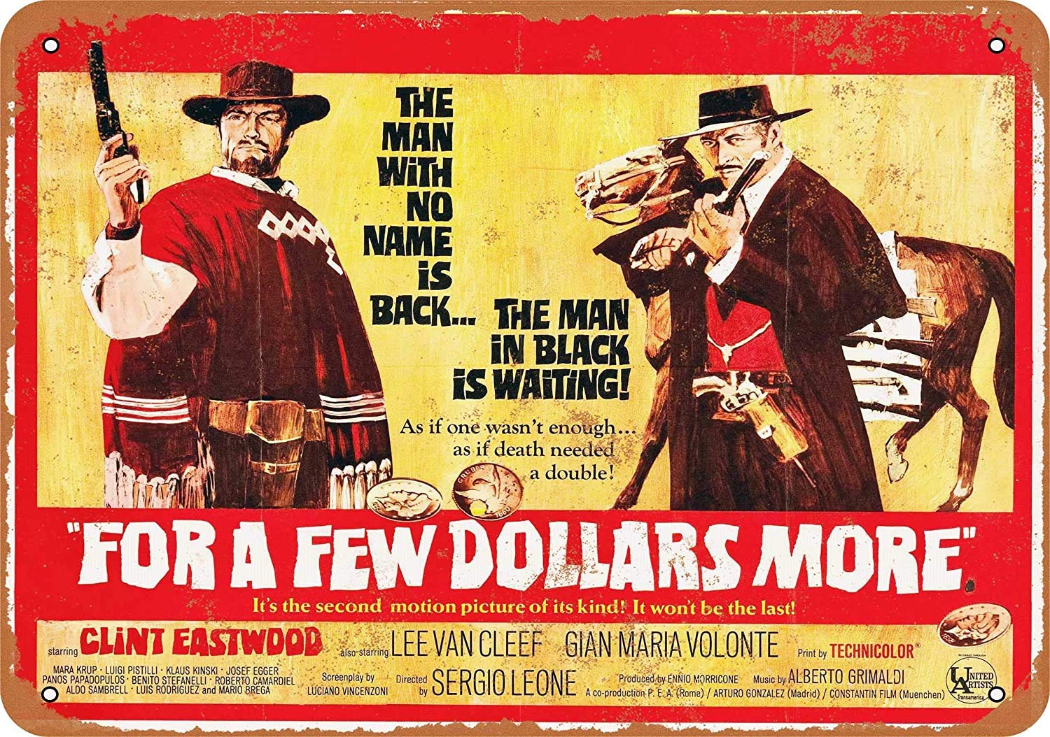 doorammy 1965 for A Few Dollars More Movie 12 X 8 Inches Retro Metal Tin Sign - Vintage Art Poster Plaque