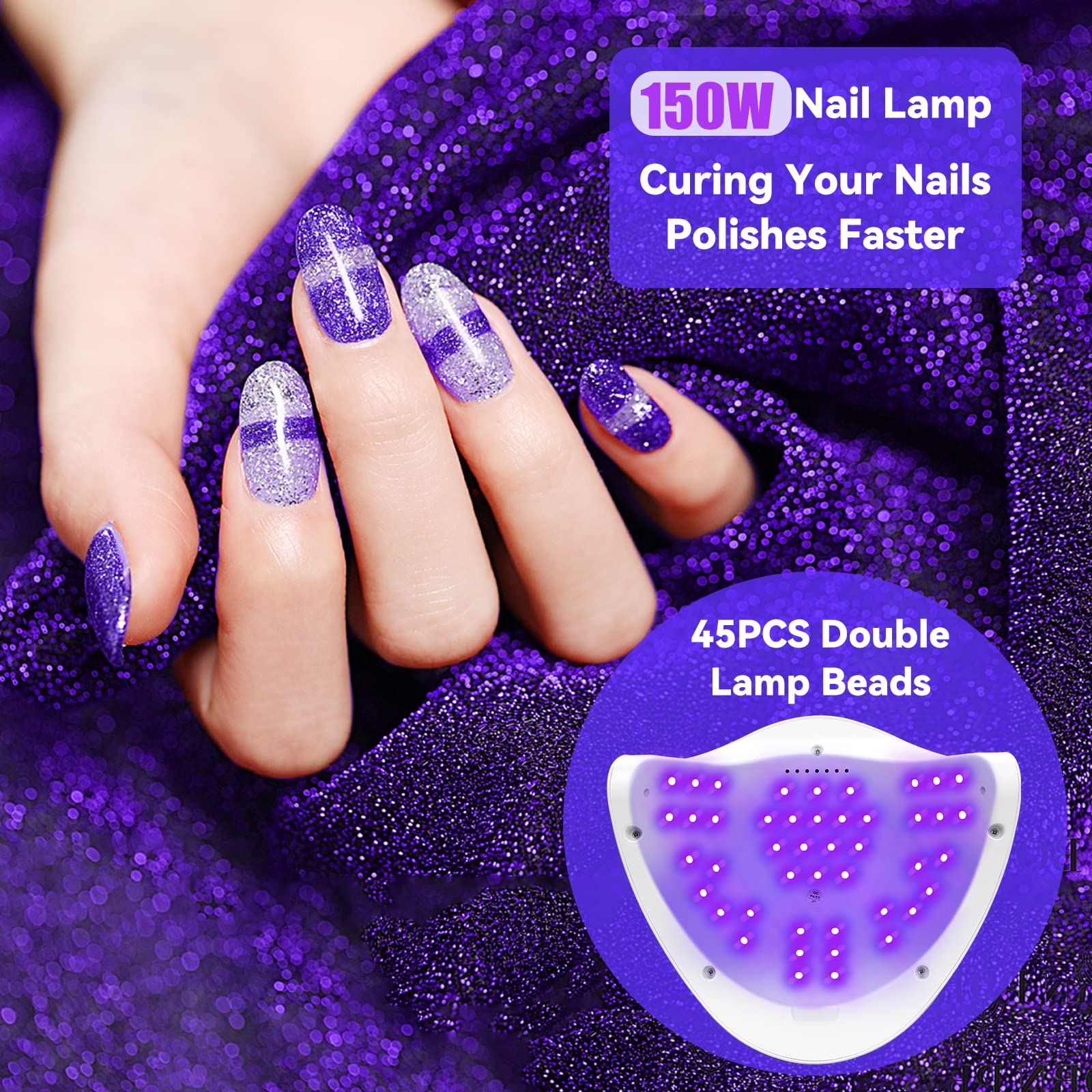 Mdismart 150W UV LED Nail Lamp with Motion Sensor