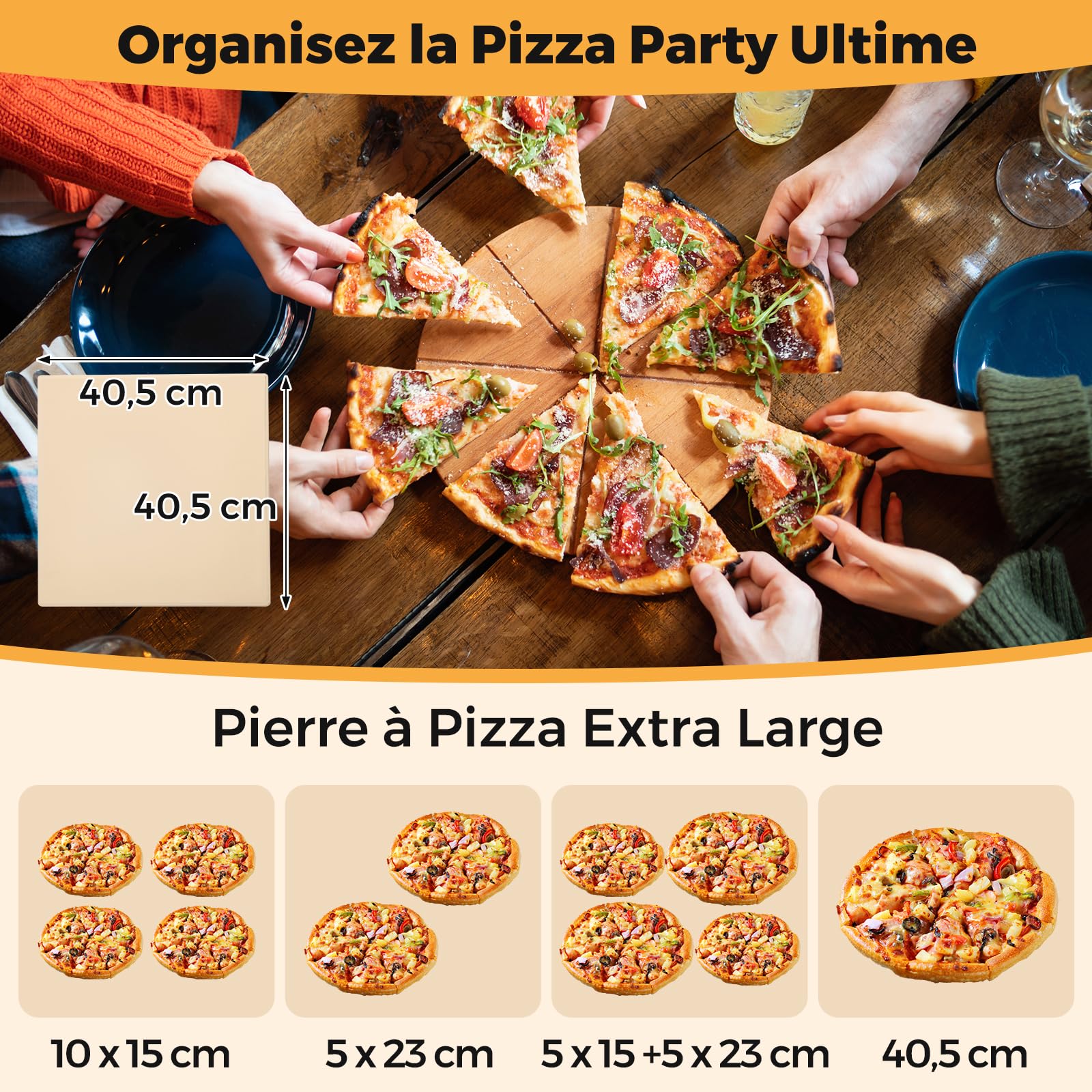 GYMAX Four à Pizza d'Extérieur à Bois avec Pierre de Cuisson 40,5cm, Température Max. 510°C, Barbecue
