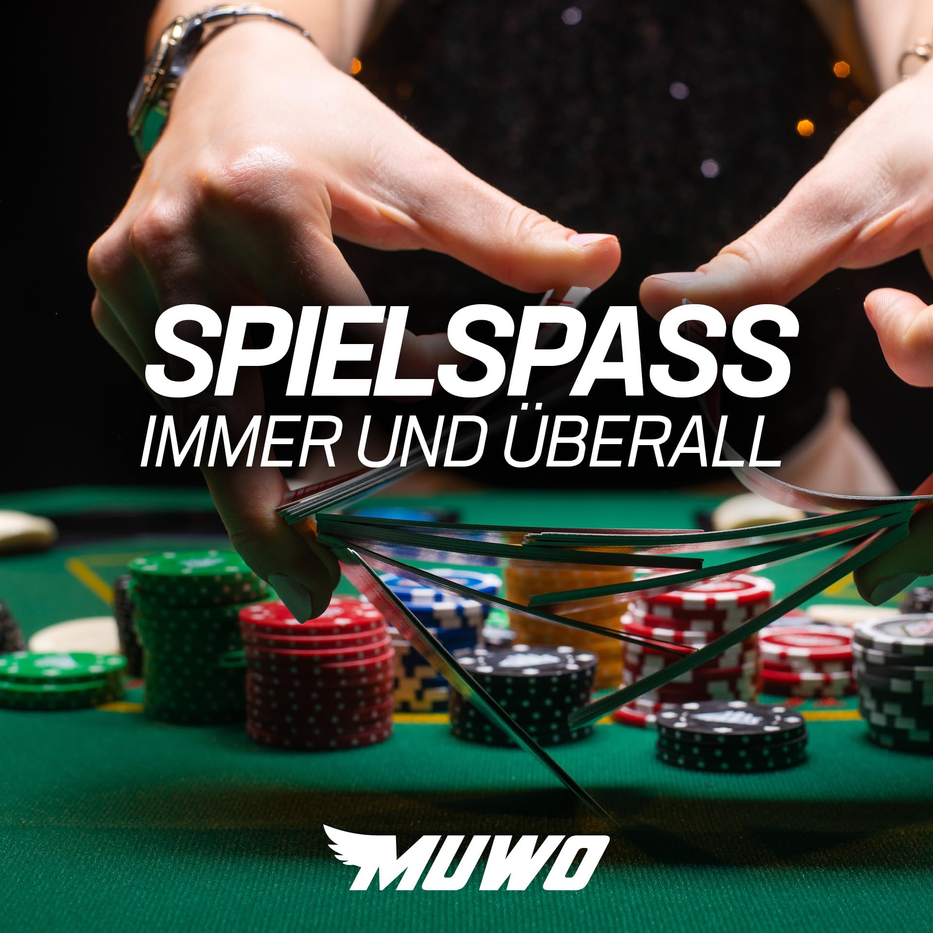 MUWO klappbarer Pokertisch für 8 Spieler – Achteckiger Spieltisch mit Filzbezug, Getränkehaltern und gepolsterter Armlehne – Robustes Stahlgestell, platzsparend lagerbar (Grün)