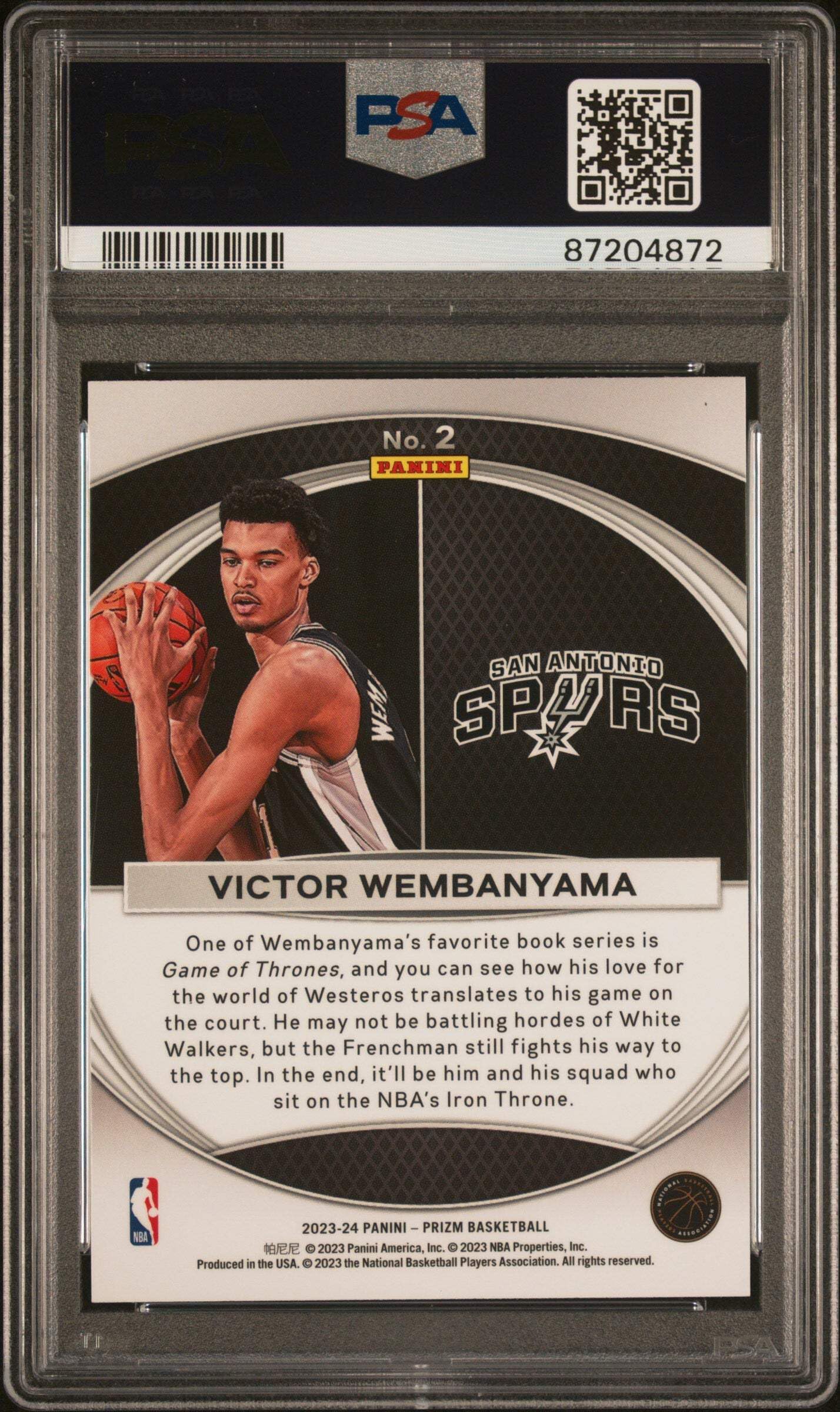 Amazon.com: Graded 2023 Panini Prizm Victor Wembanyama #2 Global 