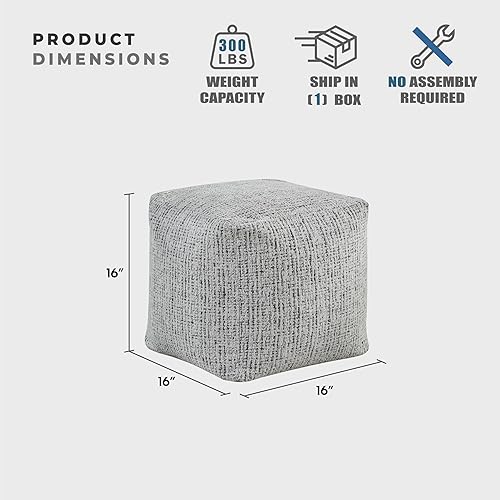Miniatura 2 de Lexicon Puf otomano, reposapiés otomano cuadrado, puf de tela de chenilla, taburetes pequeños para sofá con relleno para sala de estar/dormitorio,