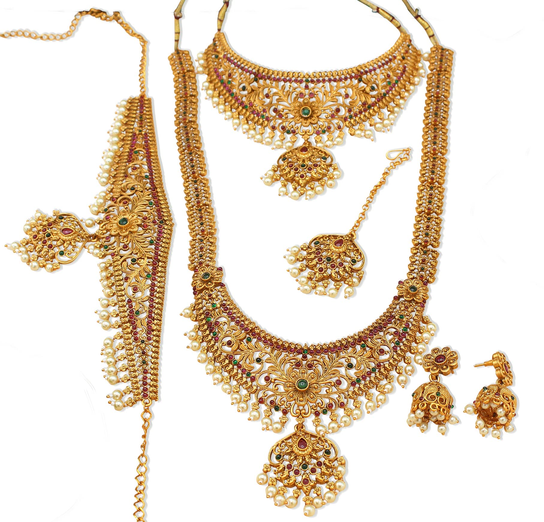 Nagneshi Art- Finish Bridal Jewellery Set, Wedding Collection Necklace Earring, for Women-2 Neckless, 1 Pair Earring, 1 Maang Tikka, 1 Kamarband (B0BV3HD2VN) Amazon Price History, Amazon Price Tracker