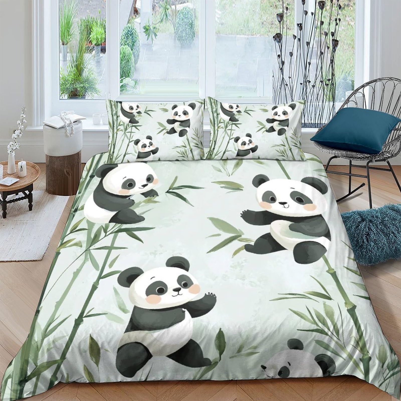 Ctjqhvkz Style-10 3D Printed Panda Bamboo Fitted Sheet Microfiber Soft Anti-Slip Bed Sheet For Bedroom Dorm Guest Room Mattress Decor Single（135X200cm）