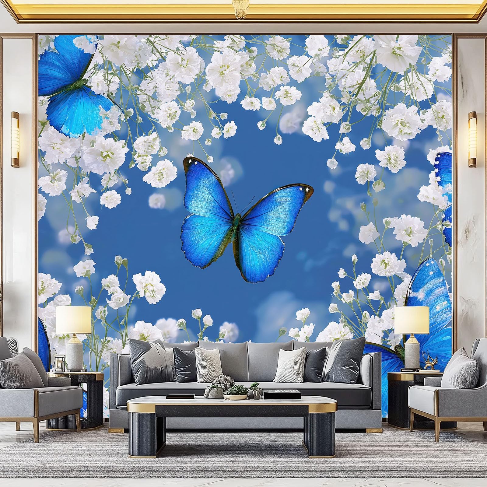 Papier Peint Intissé 200 x 140 cm Décoration Murale Salon Fleurs