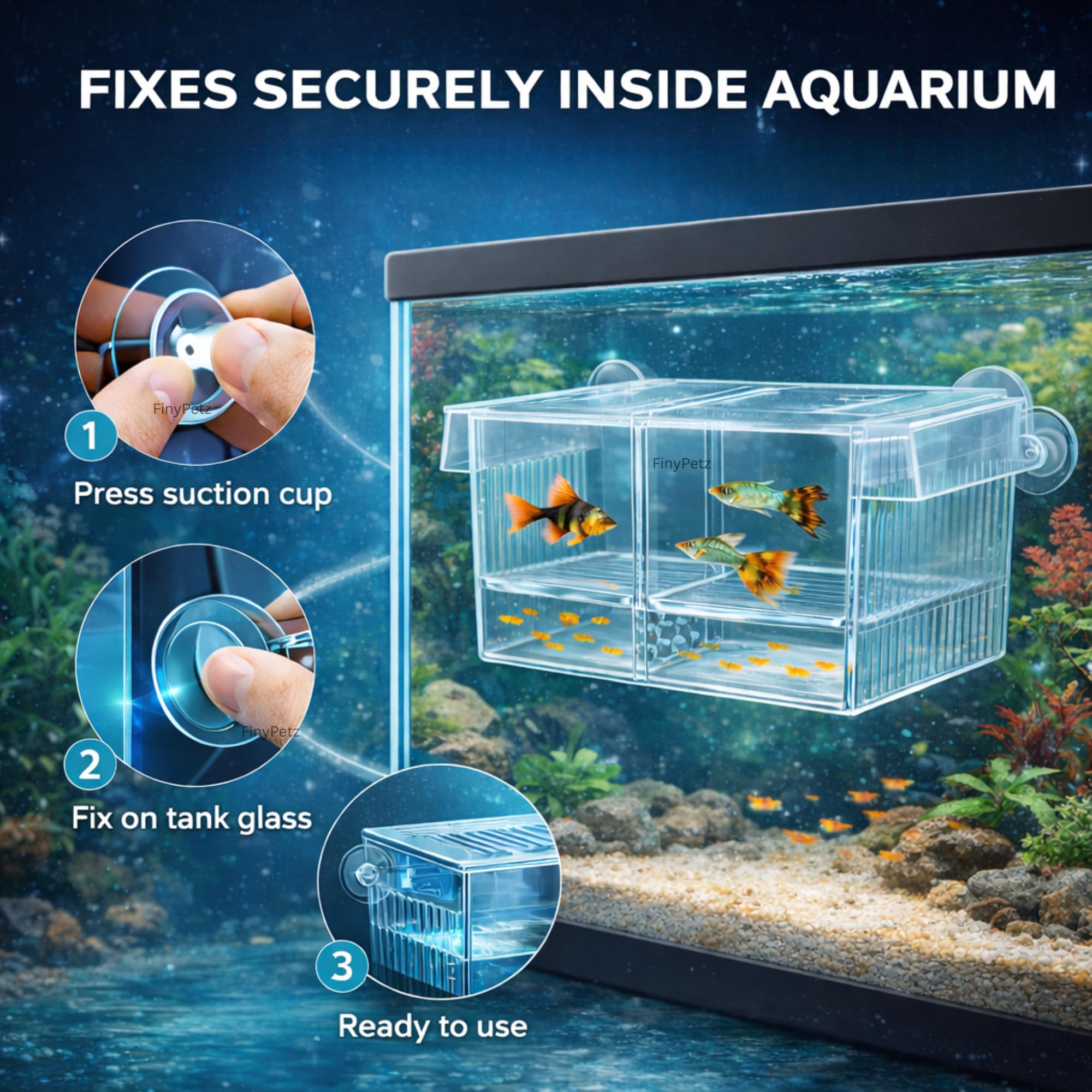 FinyPetz Aquarium Double Isolation Box FH-20 | Fish Breeding & Separation Divider | Fry Hatchery for Betta & Guppy | Acclimation & Recovery Accessory for Fish Tanks 3