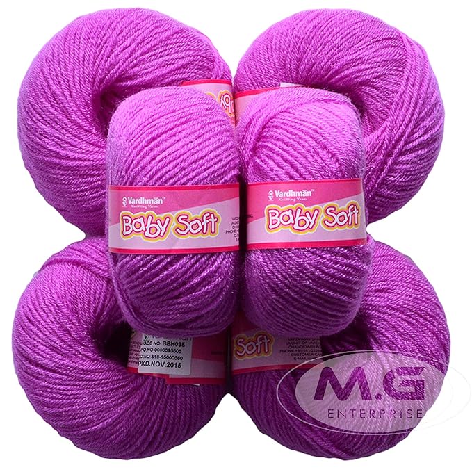 Vard hman Baby Yarn 100 Acrylic Wool Purple (6 pc) Baby Wool 4 ply