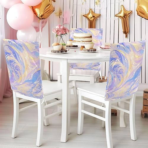 Miniatura 5 de Blue Purple Dream Water Ripple Decorative Cover for Chair for Bedroom Washable Hand Washable Chair Decor Protector para sillas de comedor Set of 6