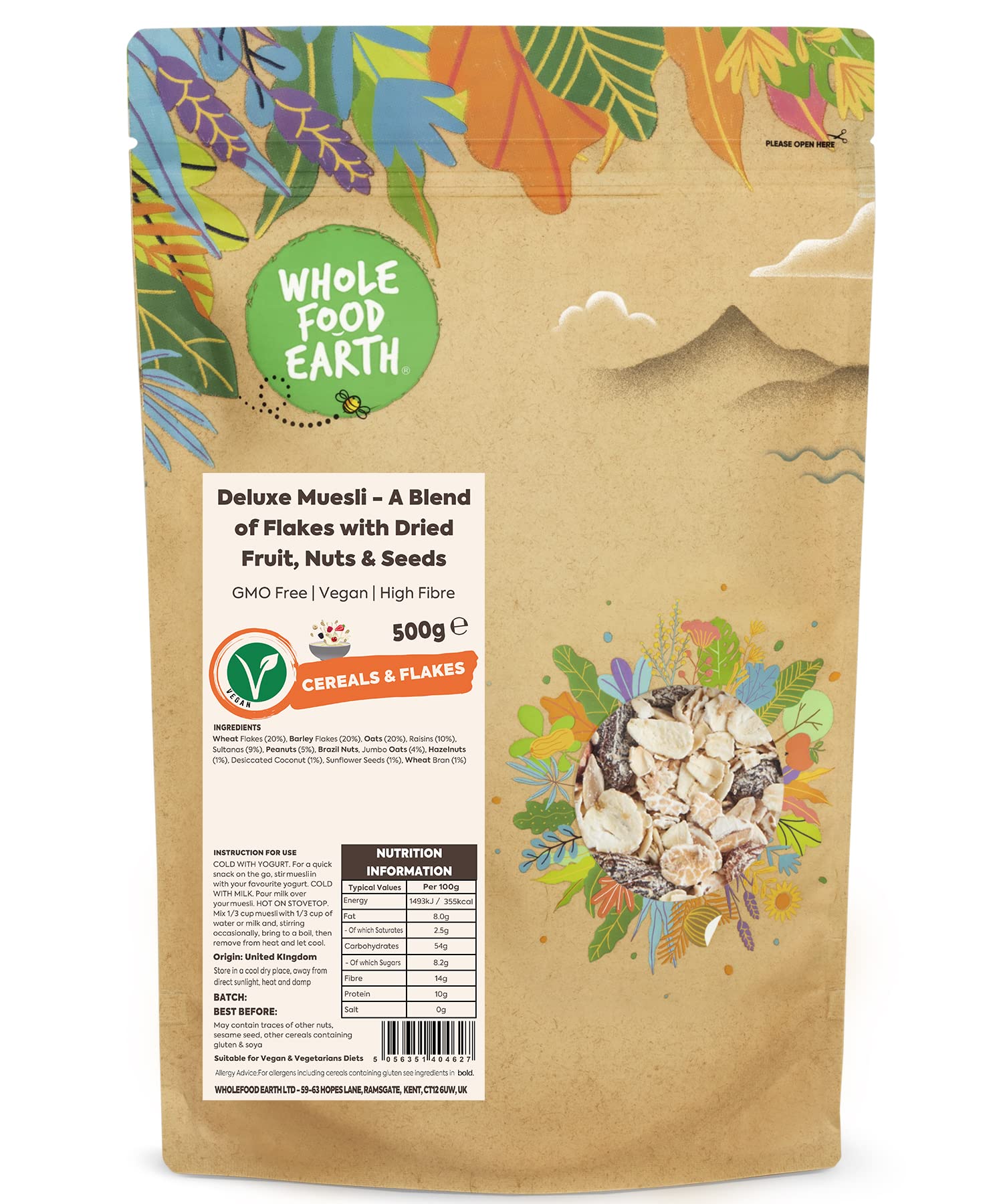 Deluxe Muesli - A Blend of Flakes with Dried Fruit, Nuts & Seeds 500g