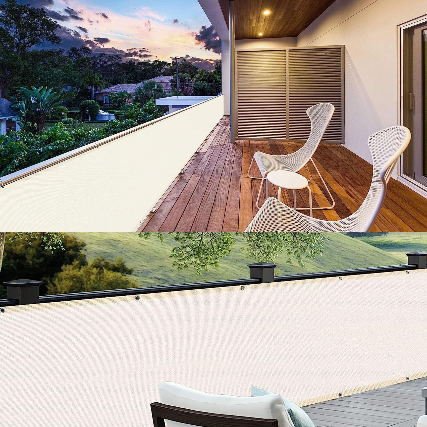 Recinzione Copertura per Balcone 110 x 450 cm Divisori e Protettivi Telo di Rivestimento e Protezione Anti-UV Facile da Installare per Recinzione, Bianco