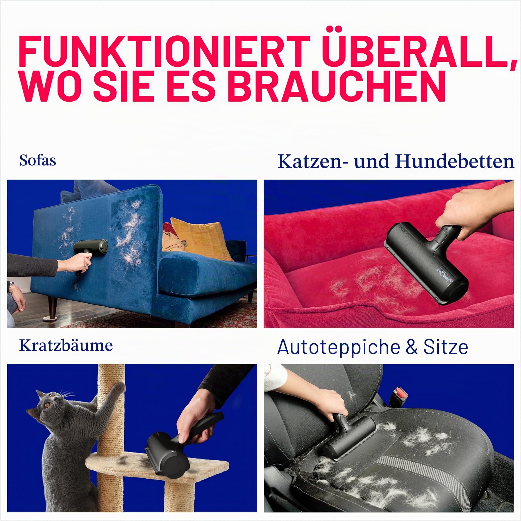 ChomChom Roller Tierhaarentferner – Wiederverwendbare Fusselrolle in Originalgröße für Katzen- und Hundehaare auf Möbeln, Couch, Teppich, Auto, Teppichen und Bettzeug – tragbar, umweltfreundlich