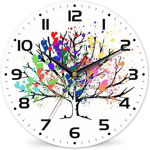 Miniatura 13 de Reloj de pared estilo viaje espacial vintage reloj de pared de madera silencioso sin tictac funciona con pilas números arábigos relojes de pared