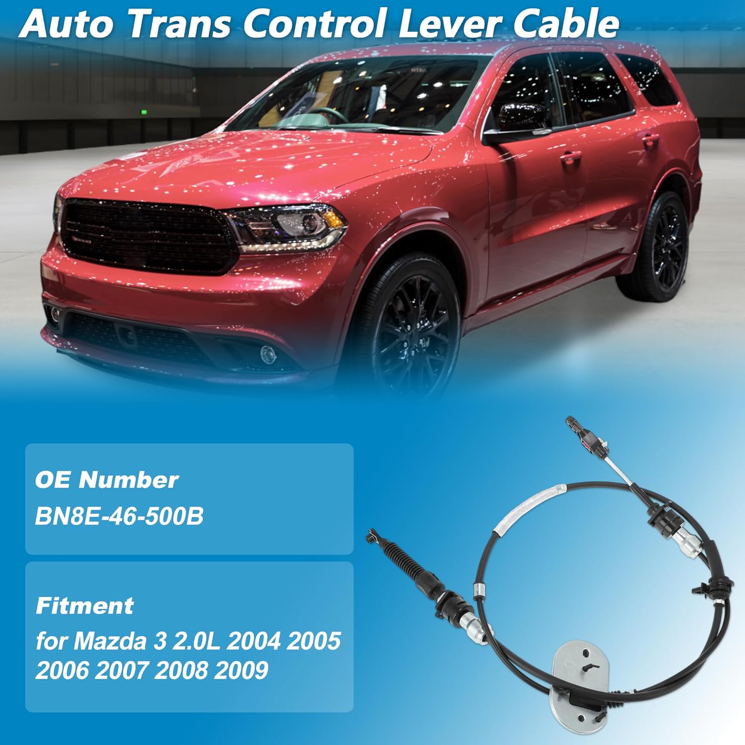 No.BN8E-46-500B Automatic Transmission Gear Shifter Cable for Mazda 3 2.0L 2004 2005 2006 2007 2008 2009 A/T Range Selector Lever Shift Control Cable