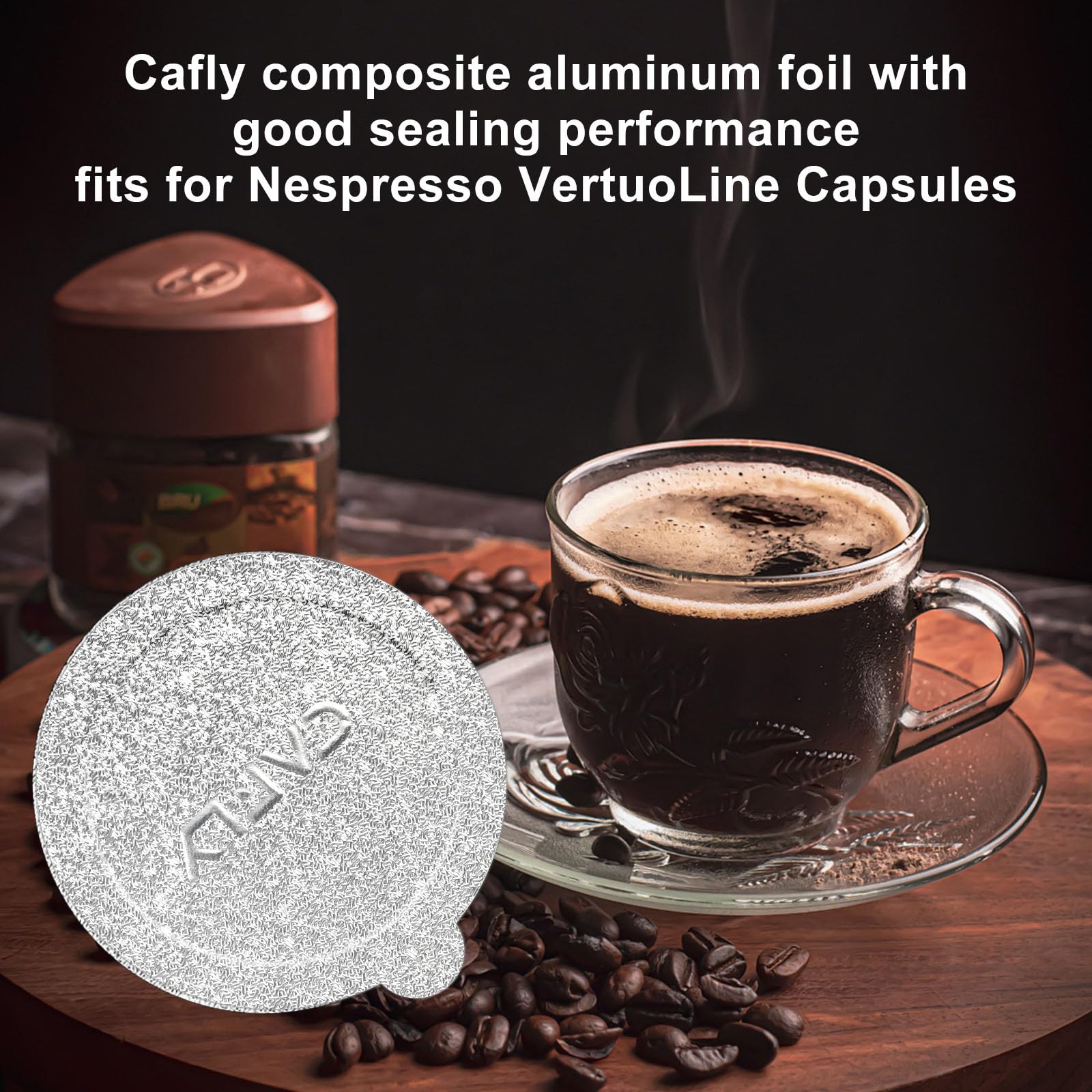 Tapas de papel de aluminio, cápsulas de reutilización, cápsulas de café, 120 unidades, compatibles con Nespresso Vertuoline Vertuo, sellos de cubierta de cápsulas de café reutilizables de 62 mm