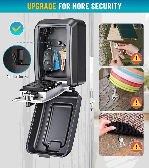 Key Lock Box Wall Mount 12 Digit Combination Lockbox for Keys with Code