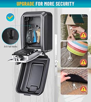 Key Lock Box Wall Mount 12 Digit Combination Lockbox for Keys with Code