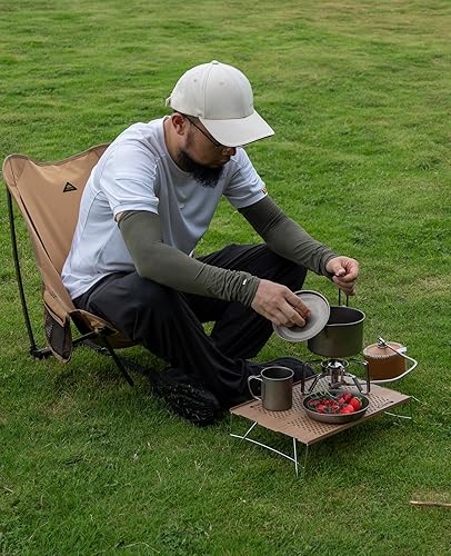 Miniatura 10 de iClimb Mini mesa plegable individual ultraligera compacta para mochileros, camping, senderismo, playa, picnic (Gunmetal, L)