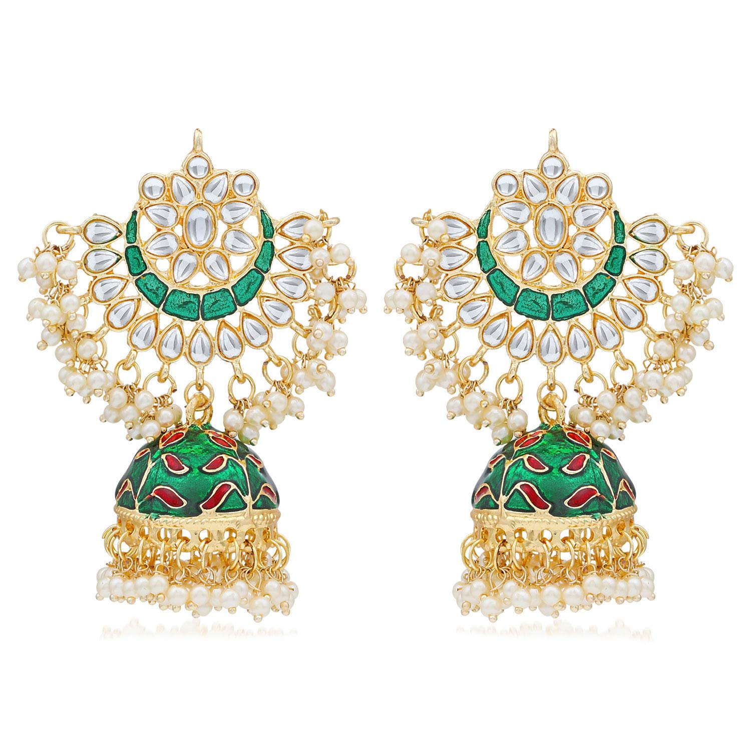 Sukkhi Exclusive Pearl Gold Plated Kundan Meenakari Jhumki Earring Form Women (SKR56902) (B08G2BWFJP) Amazon Price History, Amazon Price Tracker