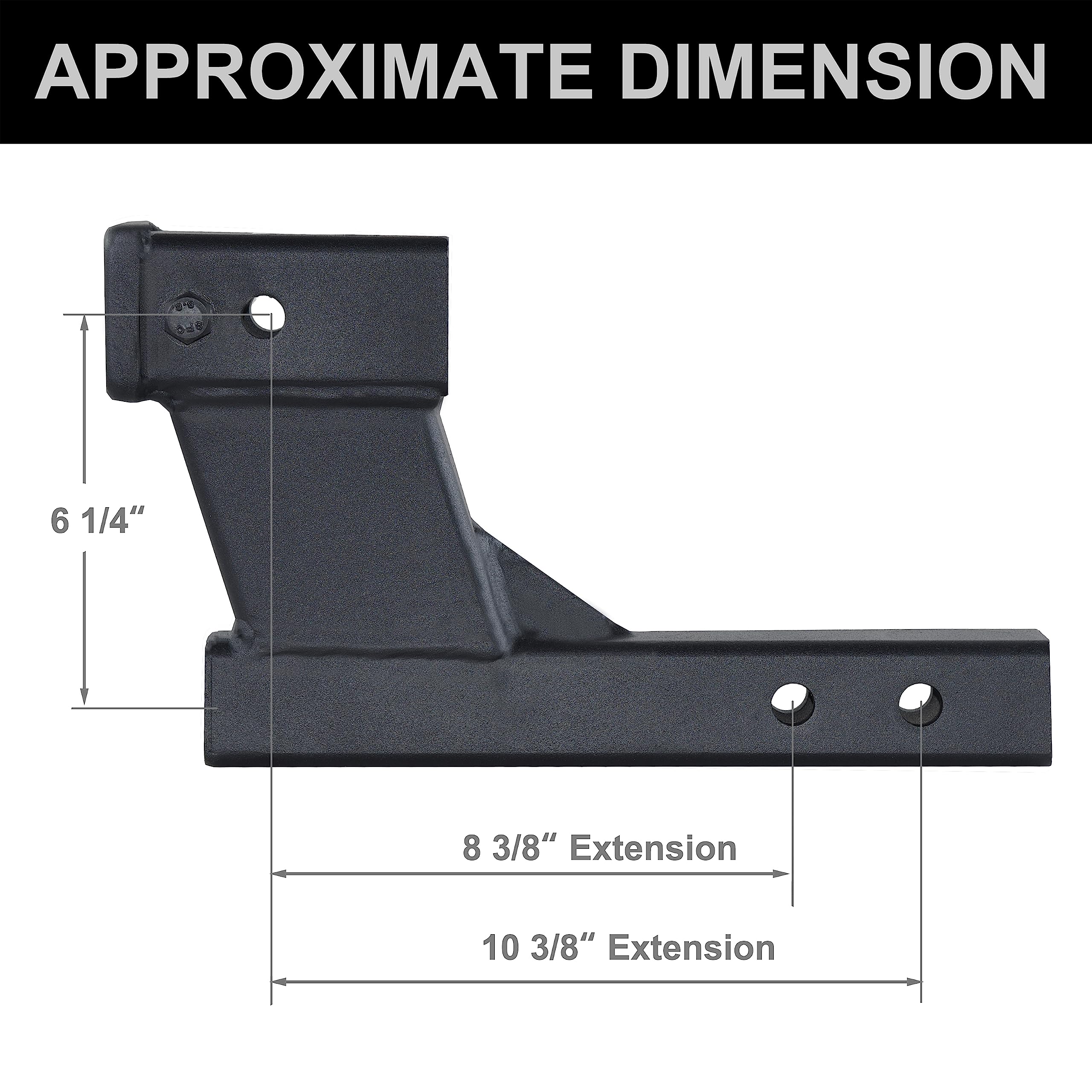 VEVOR Trailer Hitch Riser, for 2 in. Receiver with 6 in. Rise/Drop, Trailer Receiver Hitch Extender Extension Adapter, 7 in. and 9 in. Extension Length, 4000 lbs Max Towing Capacity, Hitch Pins