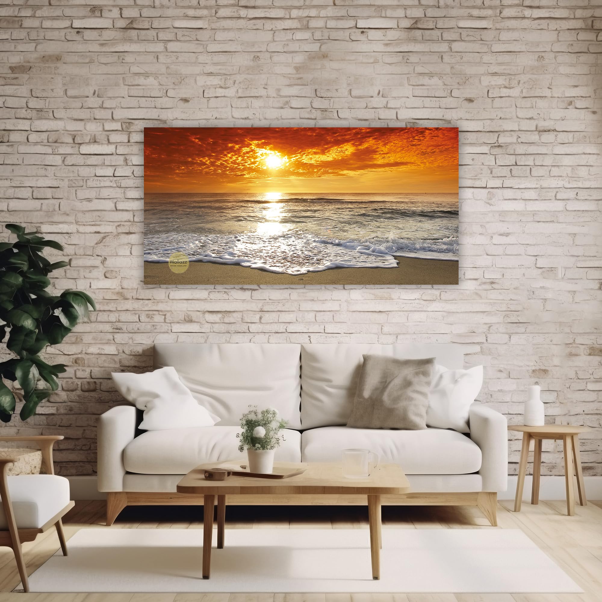 Wallazz Quadri Moderni Soggiorno Mare, Tramonto, Spiaggia, Thailandia - 100% Made in Italy - Stampa HD su Tela Canvas - Quadro Camera da Letto - Qualità Artigianale - 70x140cm
