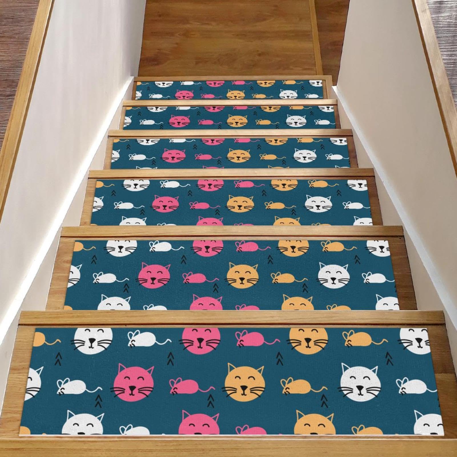 Peldaños de madera para escaleras interiores alfombras protectoras de mascotas y niños en casa