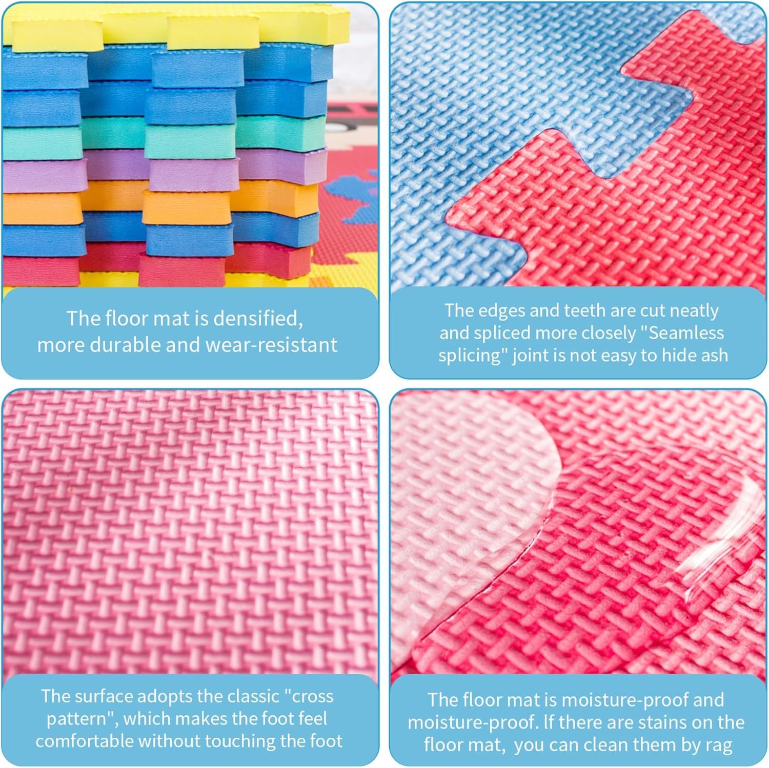 10 Pcs Interlocking Foam Tiles, Kids Foam Play Mat 11.8" Square Numbers Floor Puzzle Eva Numbers Floor Mat Number Tiles for Newborns, Toddlers, Kids,Foam Floor Tiles for Kids