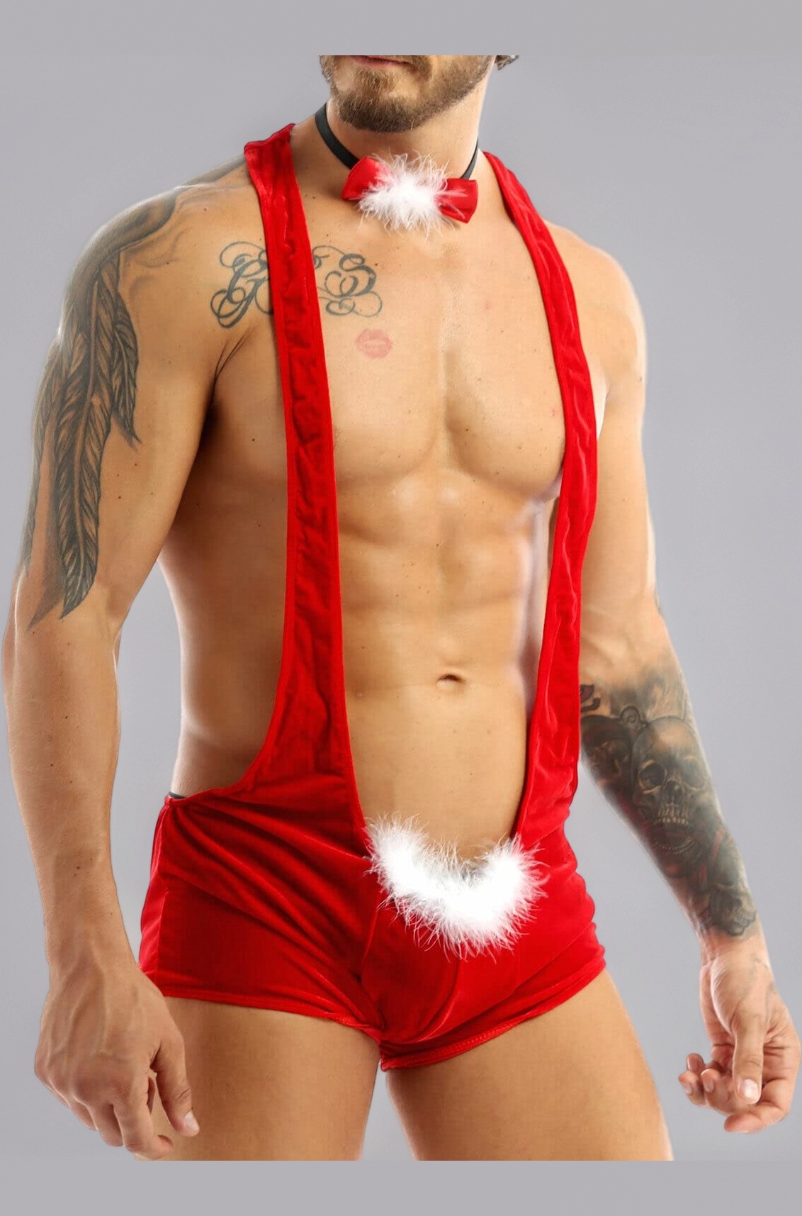 Chrismas Sexy Men Lingerie Lace Babydoll V Neck Chemise Halter Mesh Nightwear Babydoll Lingerie for Honeymoon Wedding party shoot Nightwear Beahwear BeachParty Lingerie with Panty, cap