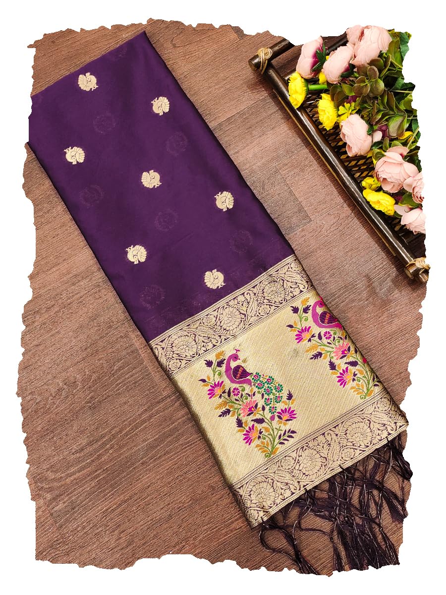 Women's Woven Banarasi Silk Dupatta/Chunni For Women, Floral Print 1 Meter Wide and 2.3 Meter Length Printed Designer Dupatta/Chunni For Girls-image-20