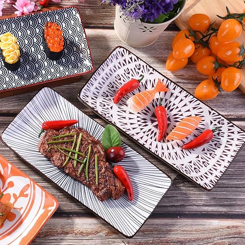 Miniatura 10 de Paquete de 4 elegantes platos ovalados, platos llanos de cerámica de 9.4 pulgadas, aptos para microondas y lavavajillas, platos duraderos para uso