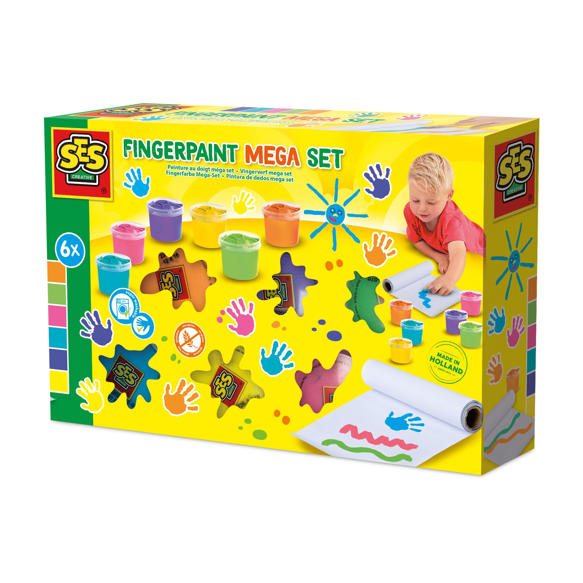 SES Creative 00393 - Juego de pintura para dedos (6 colores, 110 ml)