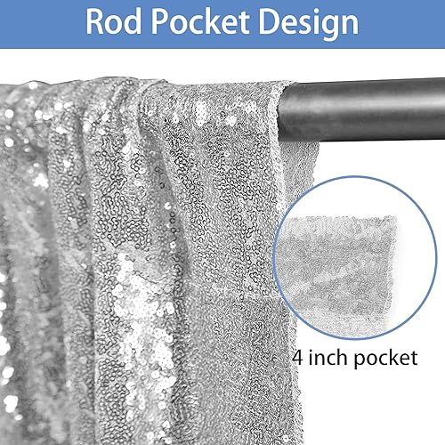Miniatura 2 de Hahuho - Cortina de fondo de lentejuelas de 2 x 8 pies para fiestas, fondo de fotografía con paños de cortina de purpurina para decorar Navidad,