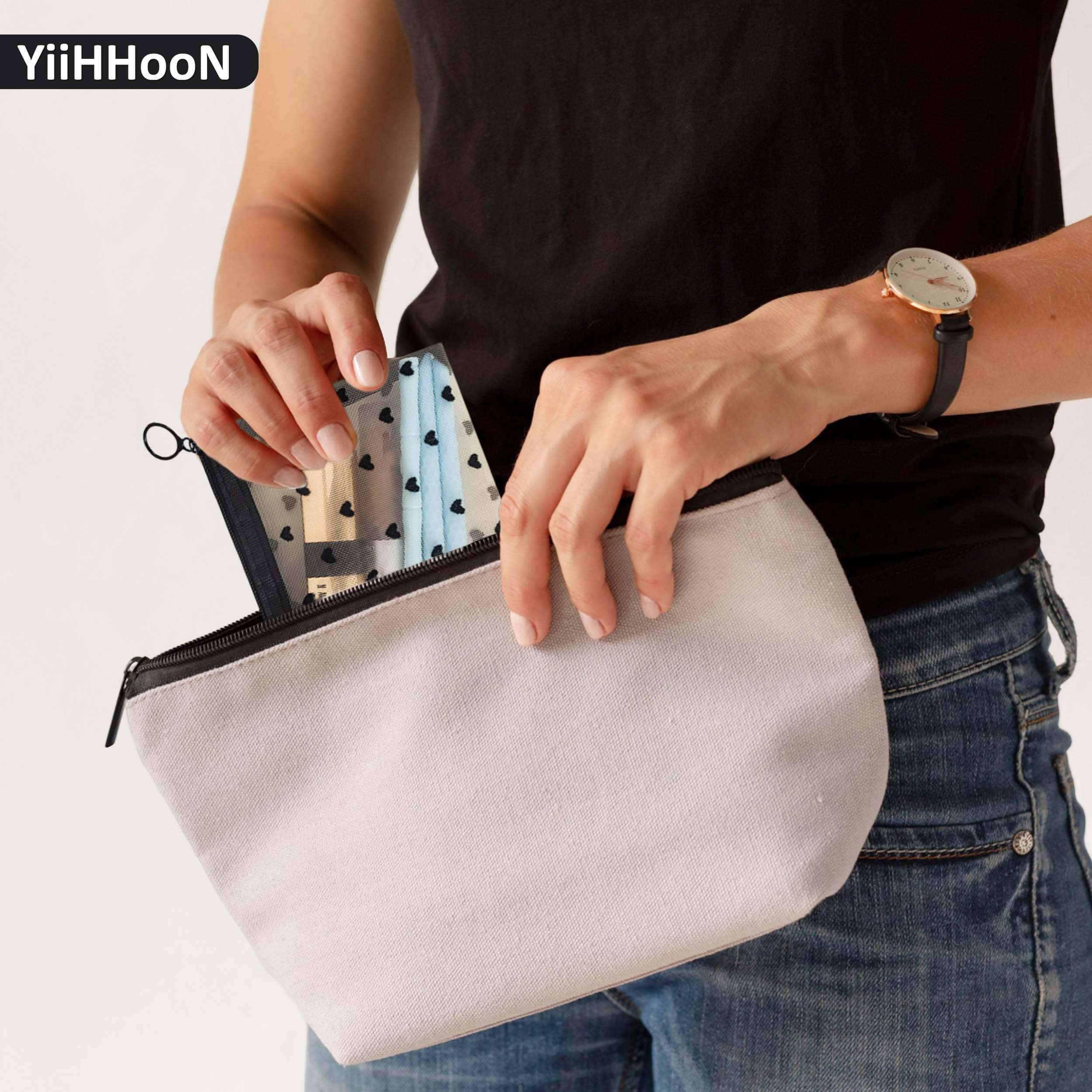 Mini Sacchetti a Rete con Cerniera, 12 Pezzi Mini Borse a Rete con Cerniera in Nylon, Mini Tasche a Rete con Chiusura Lampo per Make up e Organizer da Viaggio per Donna