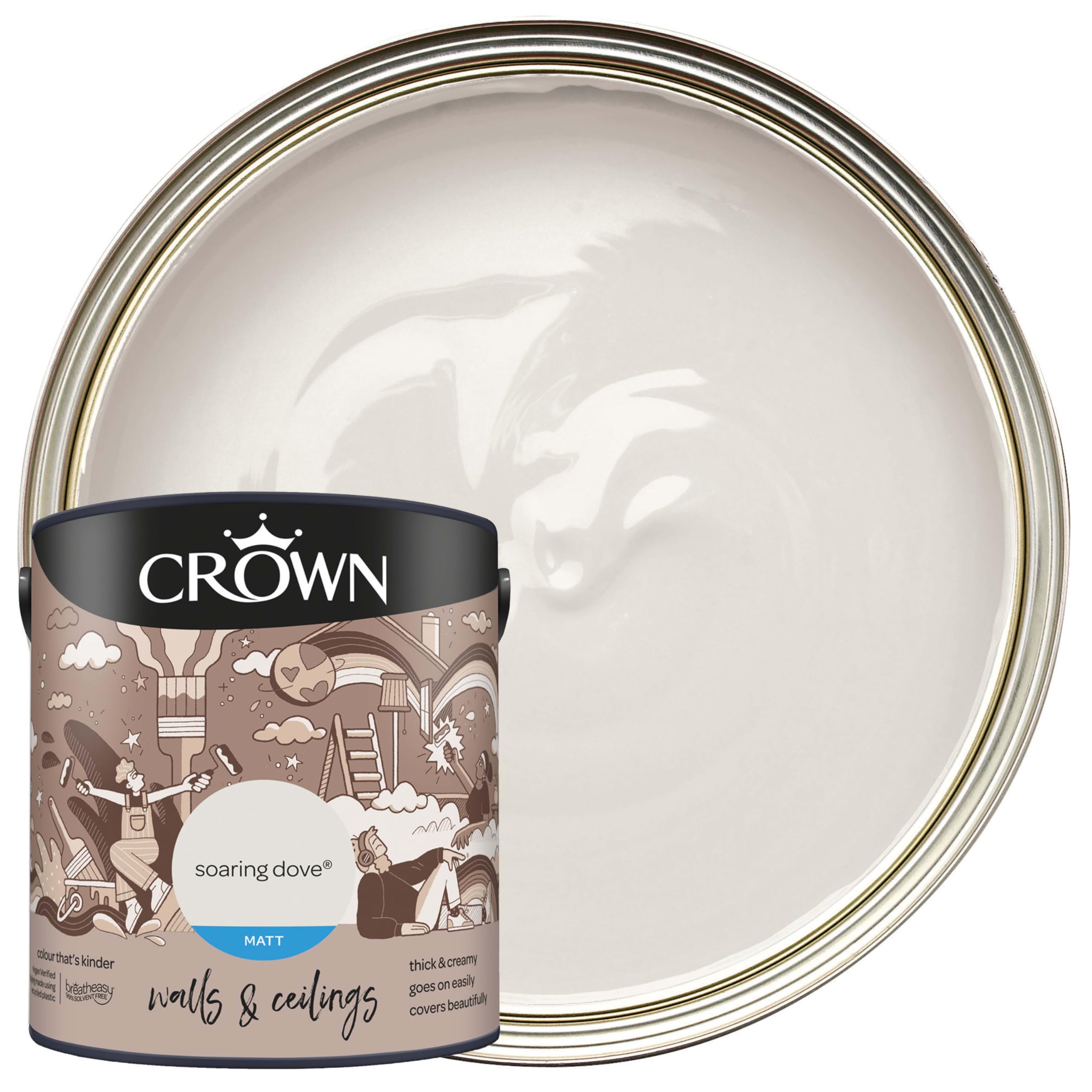 Crown Soaring Dove Matt Emulsion 2.5l Walls+Ceilings