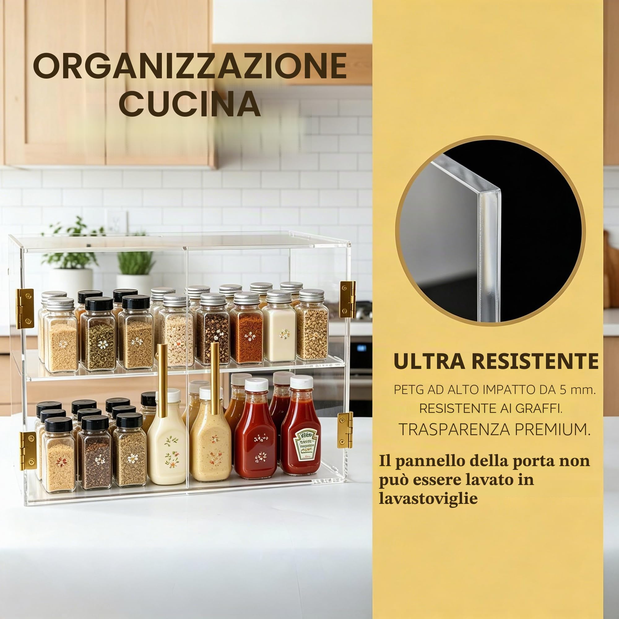 Vetrina espositiva per pasticceria a 2 piani con porta elastica, espositore da banco in acrilico per dolci, 48 x 23,6 x 34 cm, box espositivo commerciale per alimenti