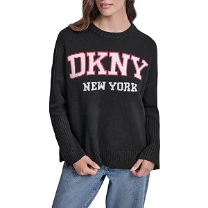 DKNY Womens Athletic Fit Logo Sweater
