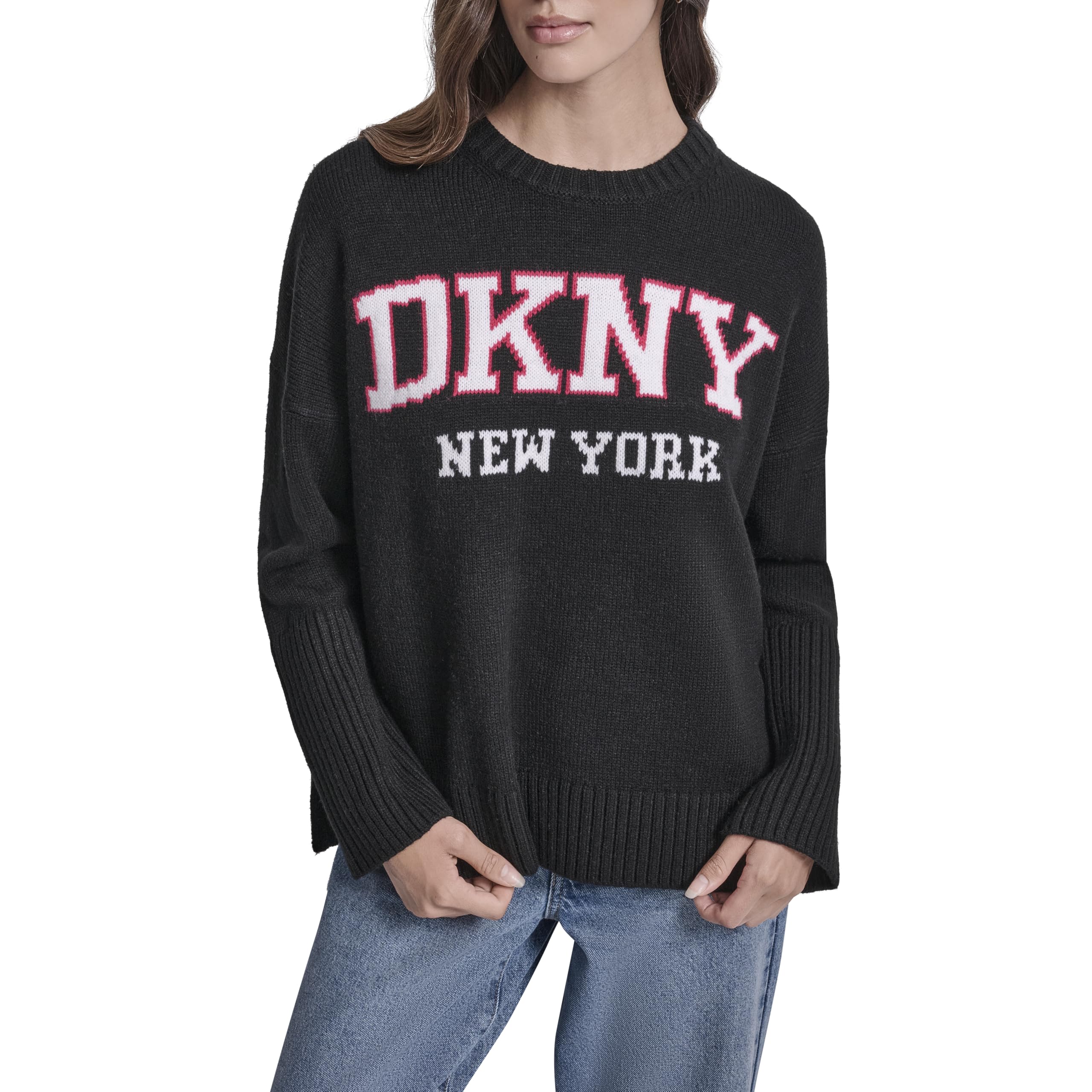 DKNY Womens Athletic Fit Logo Sweater