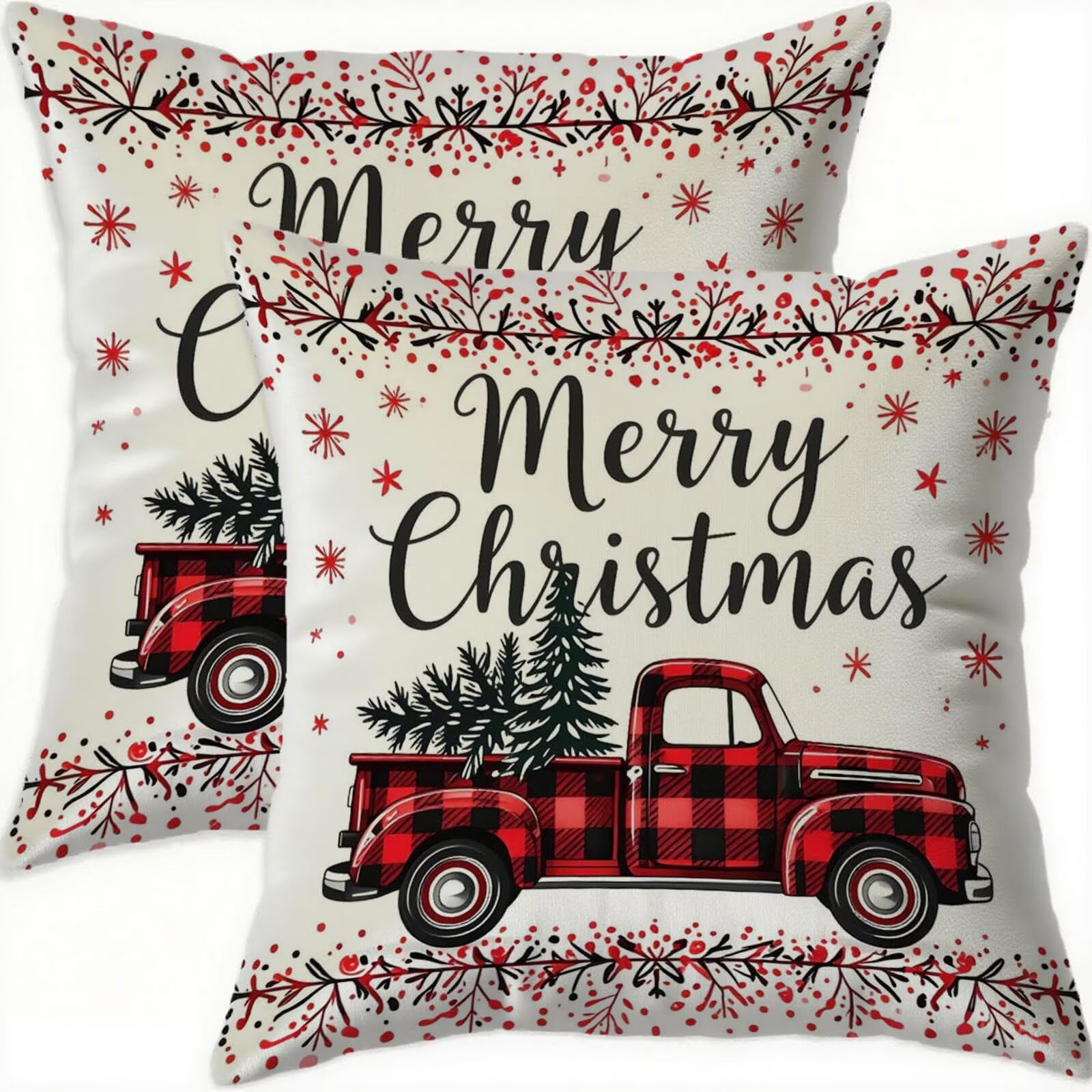 Housse coussin 75x75cm Noël rouge pour créer une déco hivernale