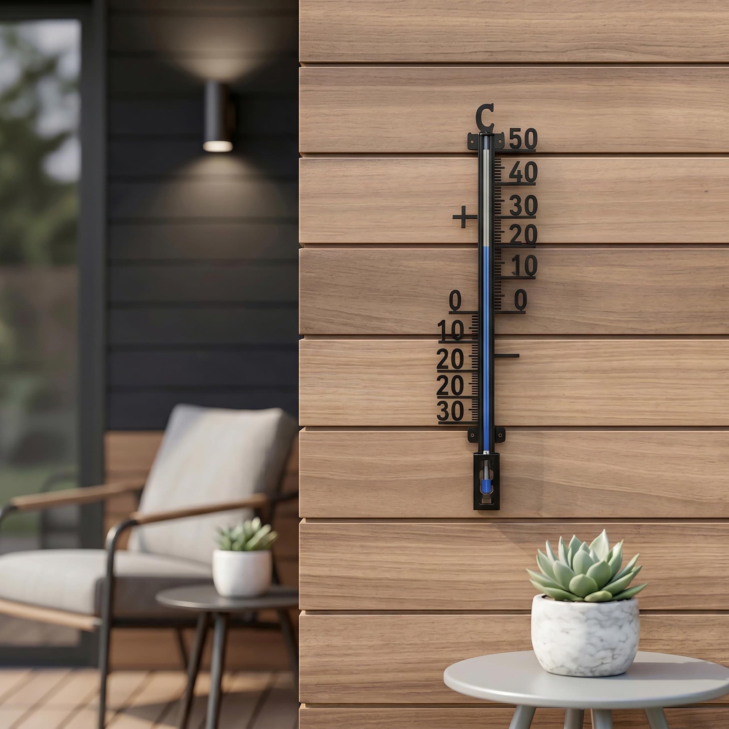 Lantelme XXL Außenthermometer 67cm Analog Kunststoff Schwarz | Temperaturanzeige -30°C bis 50°C | Thermometer für Garten Terrasse Außen | Gartenthermometer Deutsche Herstellung