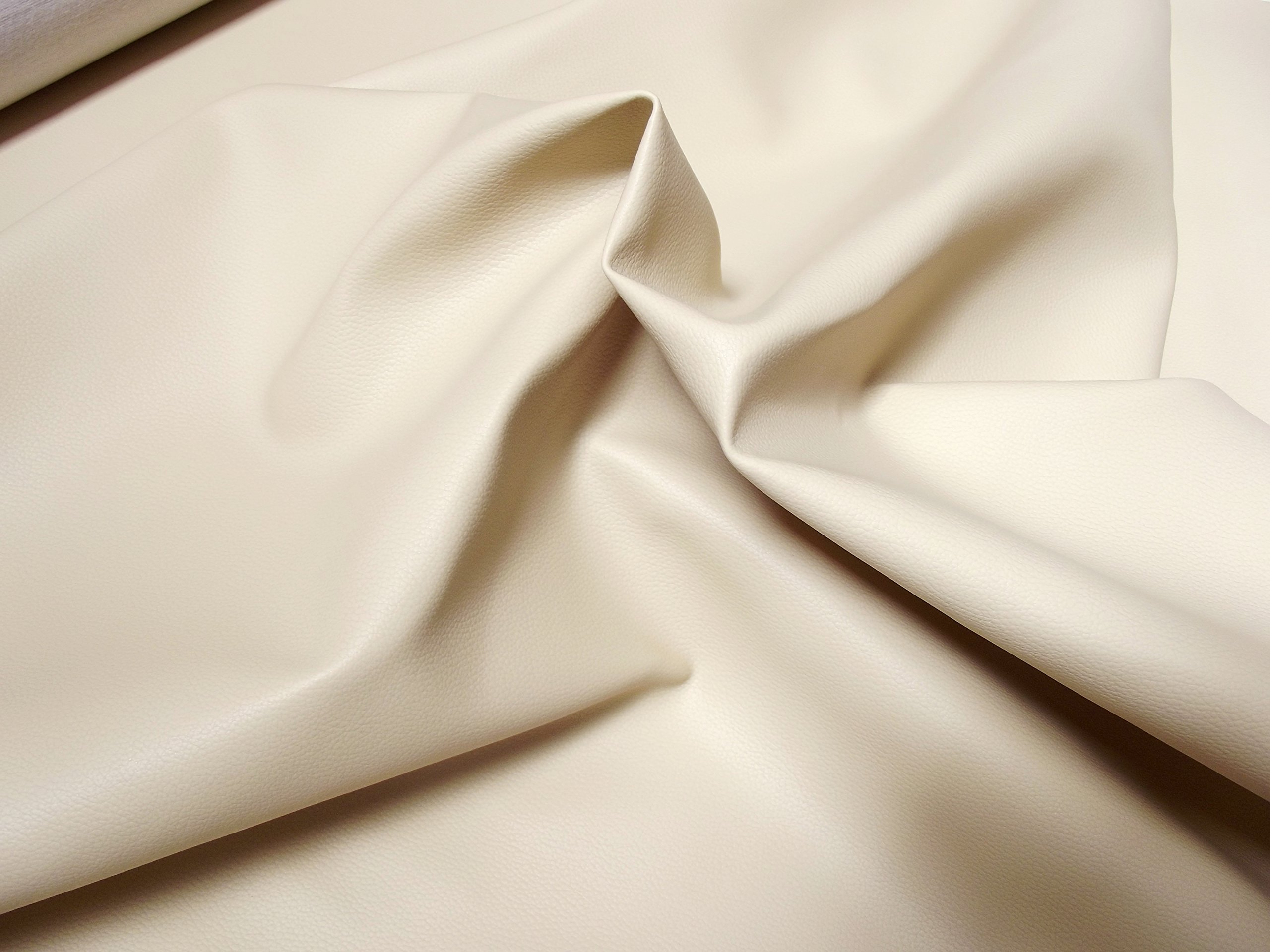 Super Leather PVC FR Vinyl Upholstery Fabric Material - Cream, 1Mtr - 127cmx100cm - 50"x40"