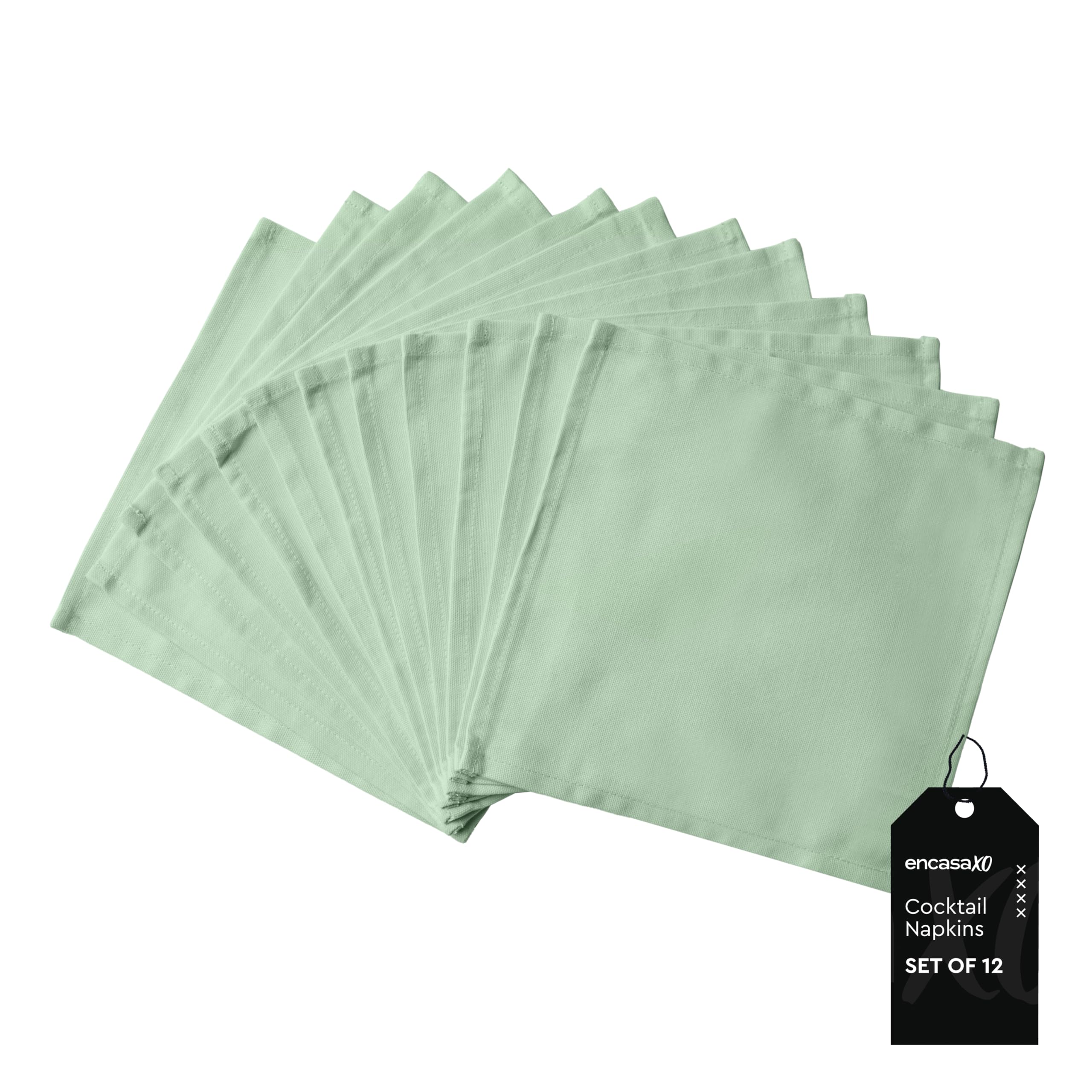 Encasa XO Cocktail Cloth Napkins Set of 12 | Pure Cotton Table Napkin | Size 23x23 cm | Mint Green Solid | Machine Washable โ image 1