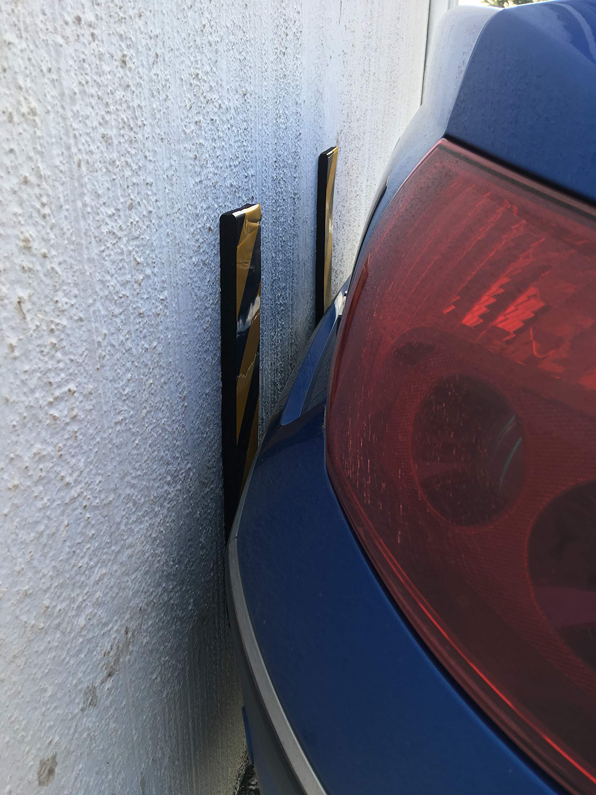 Paracolpi Adesivi da Parete, in Gomma Schiumata, per Parcheggi, Garage e Magazzini, 44x10x1,5 cm, 4 pezzi (Nero Giallo)