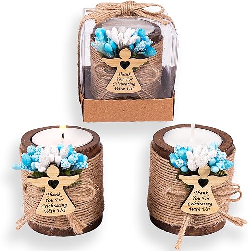 Vista 38 de HTF - Juego de 10 portavelas de madera para decoración de baby shower, regalos de revelación de género, portavelas de madera para baby shower Marrón