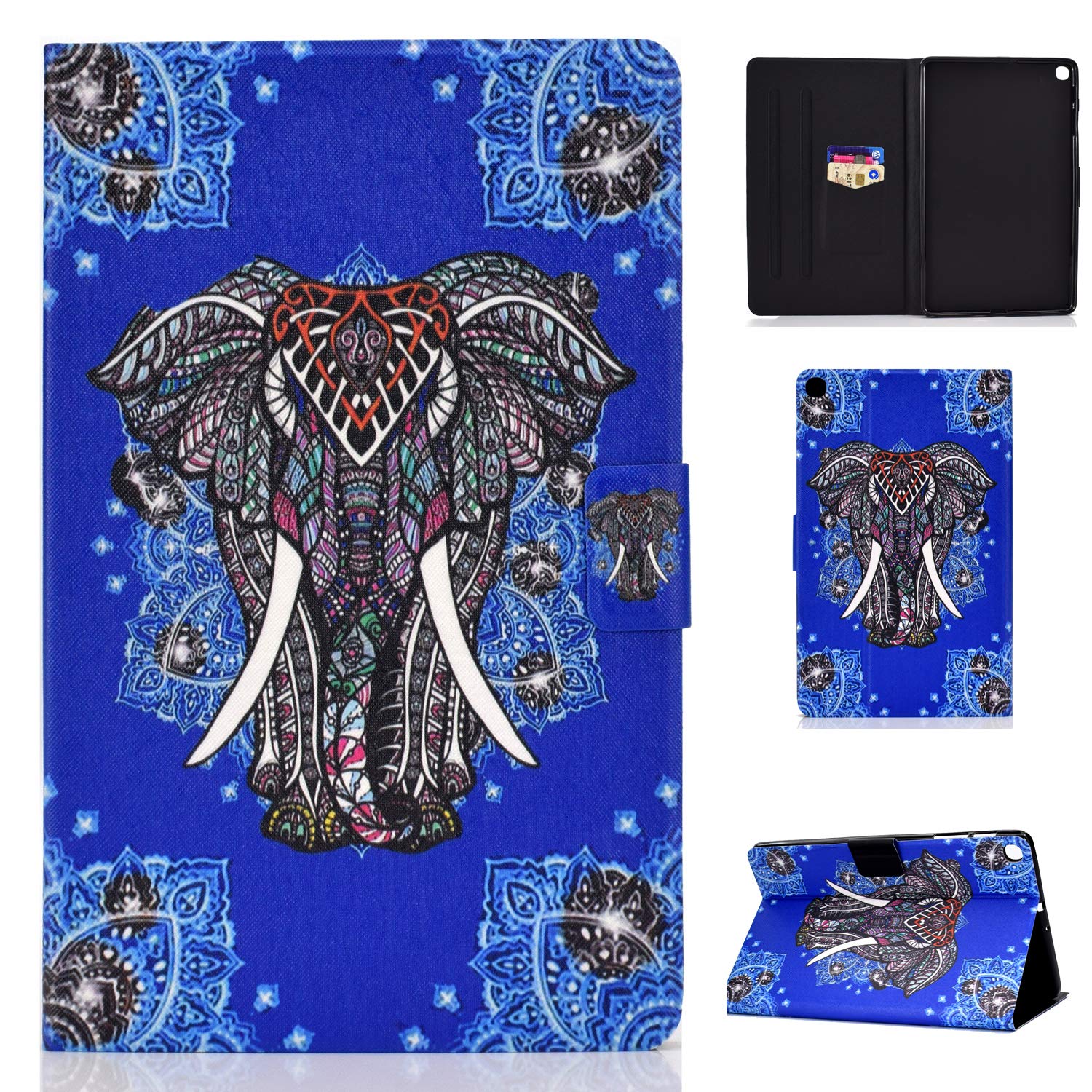 Case for Samsung Galaxy Tab S5e,Slim PU Leather Standing Protective [Multi-Angle] Viewing Case Cover with Auto Sleep/Wake For Samsung S5e 10.5 Inch 2019(SM-T720/T725)-Ethnic elephant
